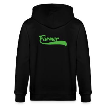Stolzer Landwirt Bauer Geschenk Spruch Farmer - Stanley/Stella Unisex Bio-Kapuzenjacke CULTIVATOR  - Schwarz - Hinten - Anna (173cm)