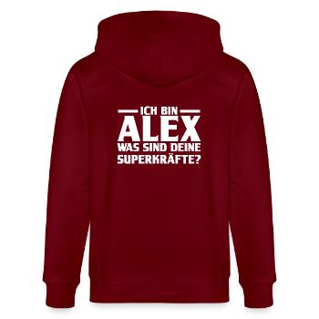Alexander Alexandra Alexa Alex - Stanley/Stella Unisex Bio-Kapuzenjacke CULTIVATOR  - Burgunderrot - Hinten - Anna (173cm)