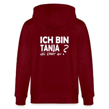 Prénom Tanja - Veste à capuche bio CULTIVATOR Stanley/Stella Unisexe - bordeaux - Dos - Anna (173cm)