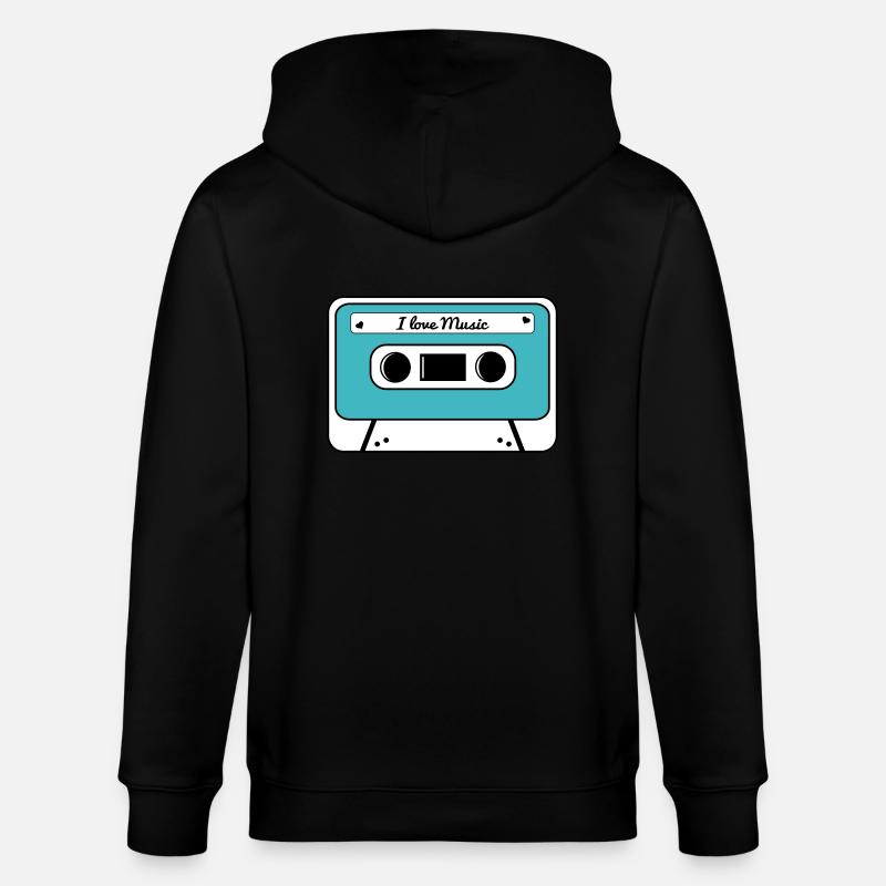 I love music cassette - Veste à capuche bio CULTIVATOR Stanley/Stella Unisexe - noir