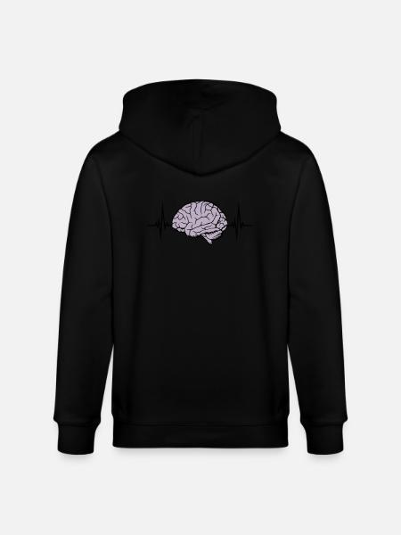 Heartbeat Pulse Brain - Stanley/Stella CULTIVATOR  Unisex Organic Hooded Jacket - black