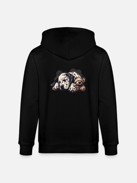 Sleeping Dalmatian with teddy bear - Stanley/Stella CULTIVATOR  Unisex Organic Hooded Jacket - black