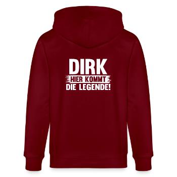 Prénom Dirk - Veste à capuche bio CULTIVATOR Stanley/Stella Unisexe - bordeaux - Dos - Anna (173cm)