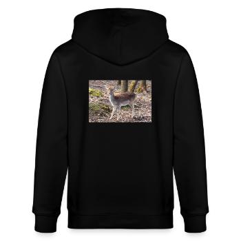 Fallow Deer (in german Damwild or Damhirsch) Dama - Stanley/Stella CULTIVATOR  Unisex Organic Hooded Jacket - black - Back - Anna (173cm)