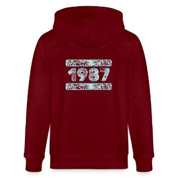 1987 - Stanley/Stella Unisex Bio-Kapuzenjacke CULTIVATOR  - Burgunderrot - Hinten - Anna (173cm)