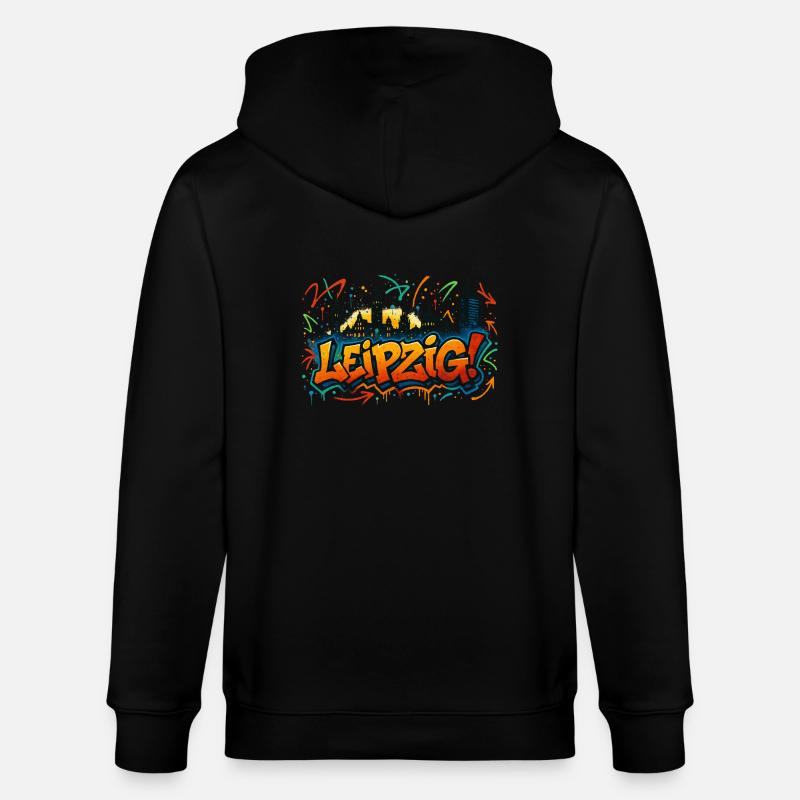 Graffiti Leipzig Skyline - Stanley/Stella Unisex Bio-Kapuzenjacke CULTIVATOR  - Schwarz
