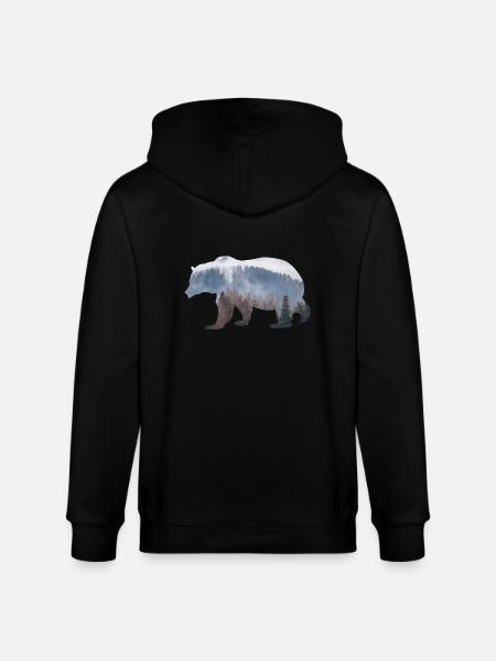 Bär mit Wald - Stanley/Stella Unisex Bio-Kapuzenjacke CULTIVATOR - Schwarz