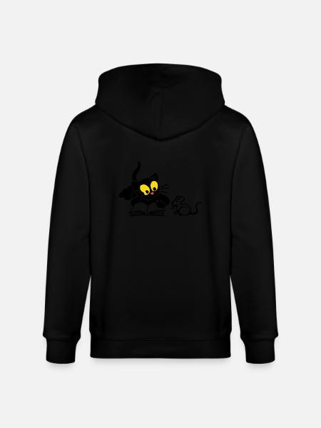 Kitten reading - Stanley/Stella CULTIVATOR Unisex Organic Hooded Jacket - black