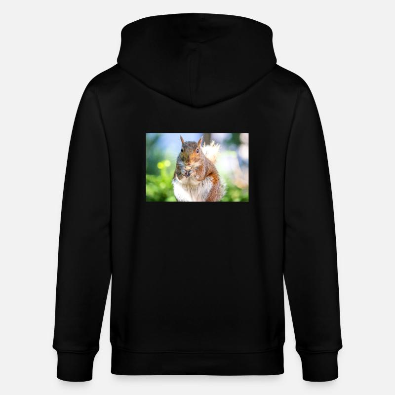 Manger l’écureuil gris Grauhörnchen - Veste à capuche bio CULTIVATOR Stanley/Stella Unisexe - noir