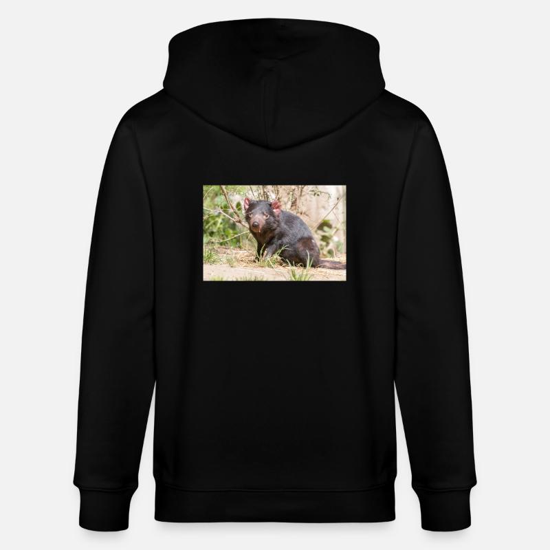 Tasmanian Devil (in german Beutelteufel) - Stanley/Stella CULTIVATOR Unisex Organic Hooded Jacket - black