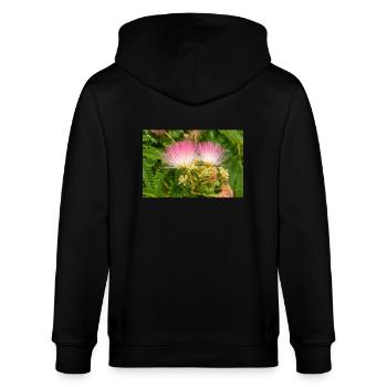 Persischer Seidenbaum auch rosa Seidenbaum auch Mimose - Stanley/Stella Unisex Bio-Kapuzenjacke CULTIVATOR  - Schwarz - Hinten - Anna (173cm)
