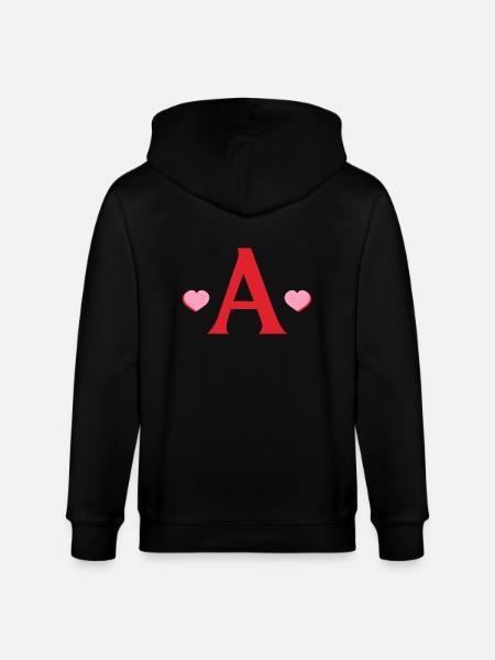 Letter with red hearts - Stanley/Stella CULTIVATOR Unisex Organic Hooded Jacket - black