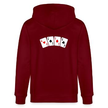 Poker Cards - Casino Gambling Playing Cards - Stanley/Stella CULTIVATOR  Unisex Organic Hooded Jacket - burgundy - Back - Anna (173cm)