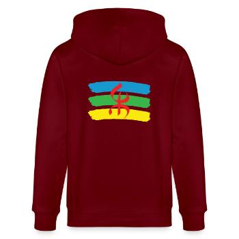 AMAZIGH BERBER YIFINAGH FLAGGE - Stanley/Stella Unisex Bio-Kapuzenjacke CULTIVATOR  - Burgunderrot - Hinten - Anna (173cm)