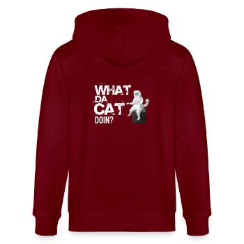 What da Cat Doing, design de chat amusant - Veste à capuche bio CULTIVATOR Stanley/Stella Unisexe - bordeaux - Dos - Anna (173cm)