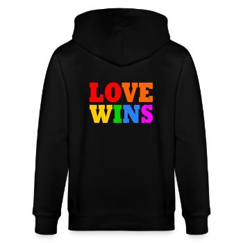 Love wins - Stanley/Stella Unisex Bio-Kapuzenjacke CULTIVATOR  - Schwarz - Hinten - Anna (173cm)