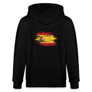 Spanien Flagge used - Stanley/Stella Unisex Bio-Kapuzenjacke CULTIVATOR  - Schwarz - Hinten - Anna (173cm)