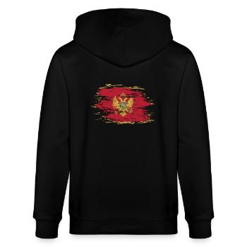 Montenegro flag used - Stanley/Stella CULTIVATOR  Unisex Organic Hooded Jacket - black - Back - Anna (173cm)