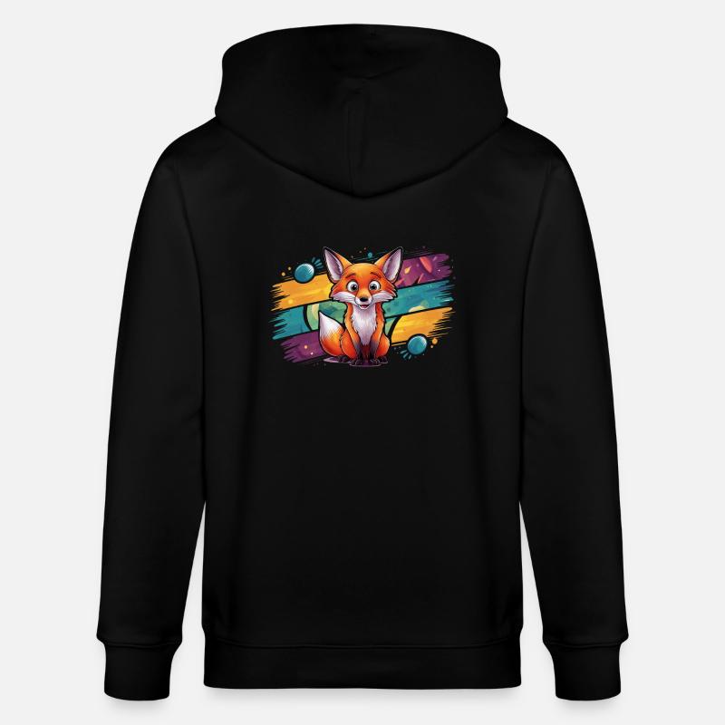 Fuchs - Illustration - Stanley/Stella Unisex Bio-Kapuzenjacke CULTIVATOR  - Schwarz