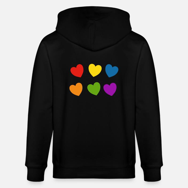 Regenbogenherzen Stolz - Stanley/Stella Unisex Bio-Kapuzenjacke CULTIVATOR  - Schwarz