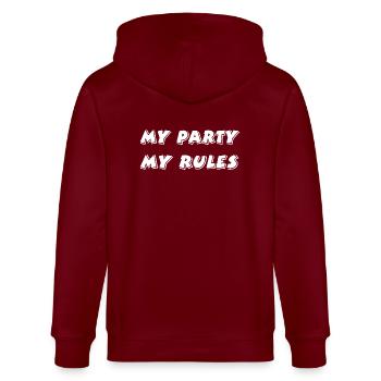 Party - Stanley/Stella Unisex Bio-Kapuzenjacke CULTIVATOR  - Burgunderrot - Hinten - Anna (173cm)