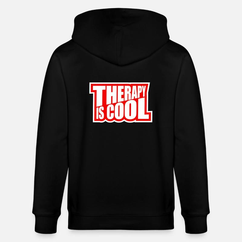 therapy is cool Zitat - Stanley/Stella Unisex Bio-Kapuzenjacke CULTIVATOR  - Schwarz