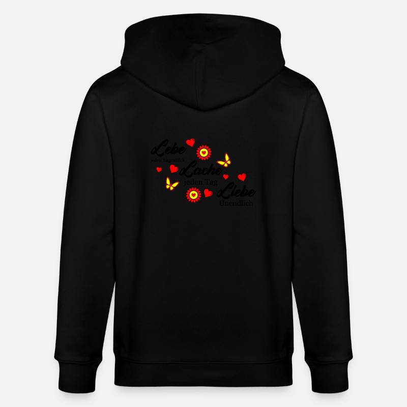lebe lache liebe 002 - Stanley/Stella Unisex Bio-Kapuzenjacke CULTIVATOR - Schwarz