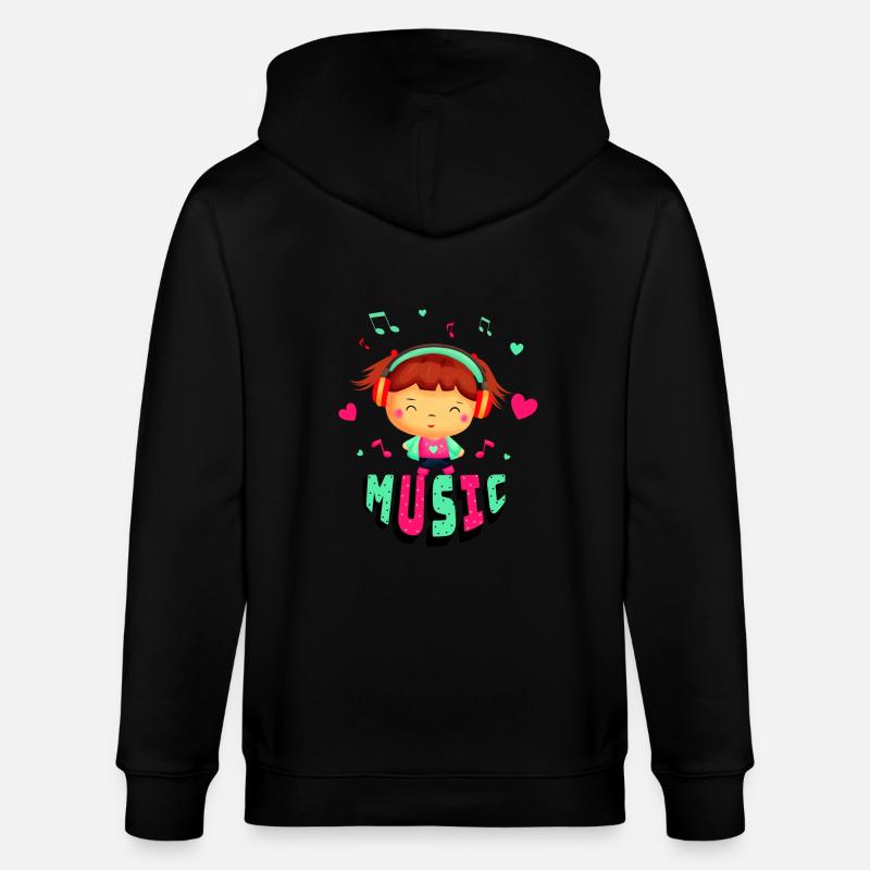 Kleines Mädchen mit Musik - Stanley/Stella Unisex Bio-Kapuzenjacke CULTIVATOR  - Schwarz