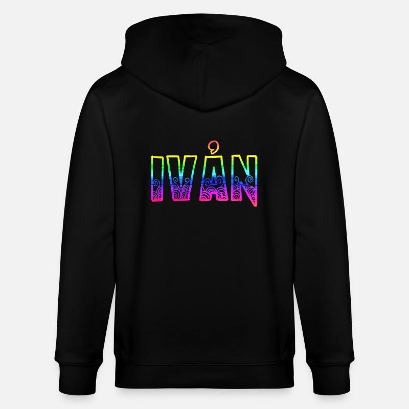 Ivån RS Rainbow - Stanley/Stella CULTIVATOR  Unisex Organic Hooded Jacket - black