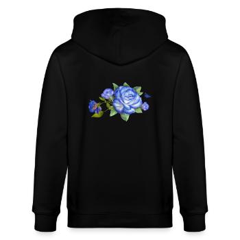 Blue rose flowers set close up isolated on white b - Stanley/Stella CULTIVATOR  Unisex Organic Hooded Jacket - black - Back - Anna (173cm)