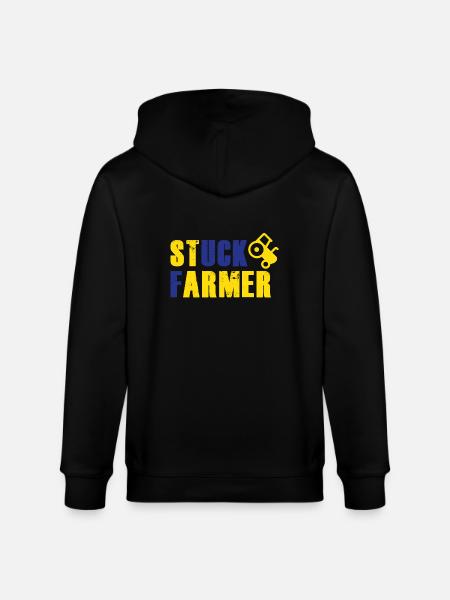 STUCK FARMER YELLOW BLUE - Stanley/Stella CULTIVATOR Unisex Organic Hooded Jacket - black