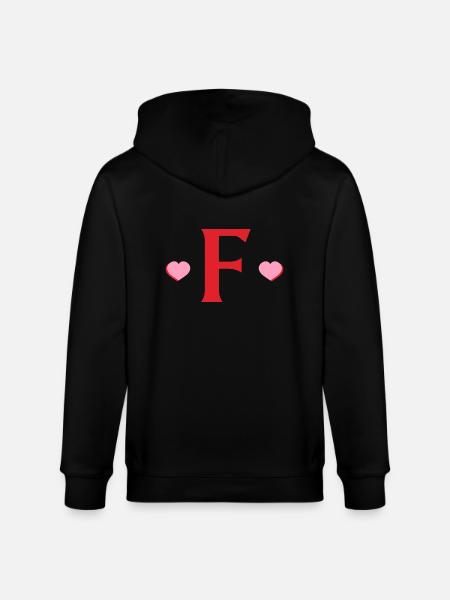 Letter f red hearts - Stanley/Stella CULTIVATOR Unisex Organic Hooded Jacket - black