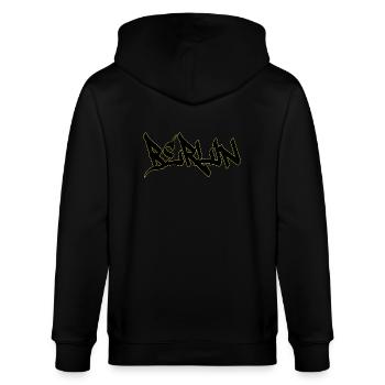 Berlin Graffiti Style Berliner Kreuzberg - Stanley/Stella Unisex Bio-Kapuzenjacke CULTIVATOR  - Schwarz - Hinten - Anna (173cm)