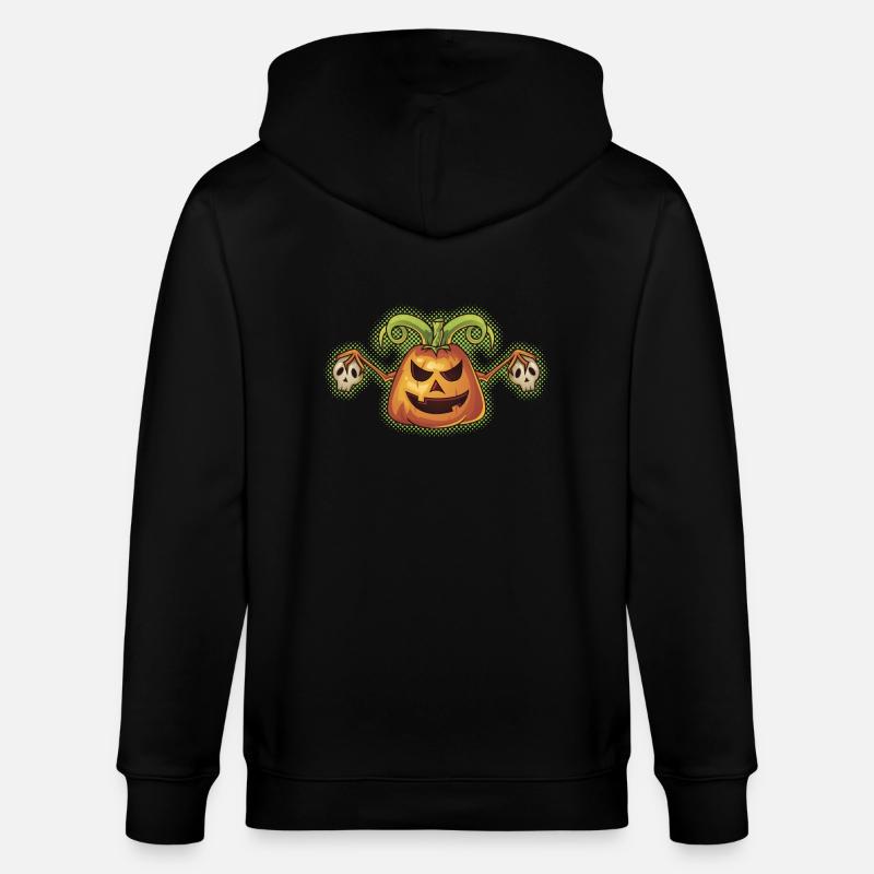 Halloween Evil Scary Pumpkin - Stanley/Stella CULTIVATOR  Unisex Organic Hooded Jacket - black