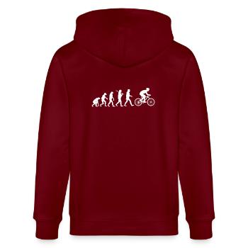 Evolution Fahrrad Sport Darwin Humor Geschenk - Stanley/Stella Unisex Bio-Kapuzenjacke CULTIVATOR  - Burgunderrot - Hinten - Anna (173cm)