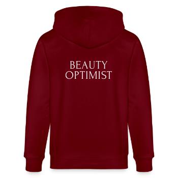 Drôles de dictons Beauté Optimiste - Veste à capuche bio CULTIVATOR Stanley/Stella Unisexe - bordeaux - Dos - Anna (173cm)