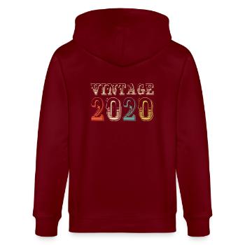 Vintage 2020 - 4th birthday - 4 years old - Stanley/Stella CULTIVATOR  Unisex Organic Hooded Jacket - burgundy - Back - Anna (173cm)