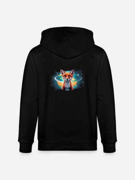 Fox - Illustration - Stanley/Stella CULTIVATOR Unisex Organic Hooded Jacket - black