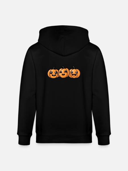 Pumpkin Halloween Cute - Stanley/Stella CULTIVATOR Unisex Organic Hooded Jacket - black