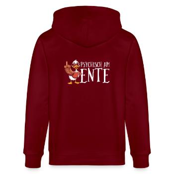 Psychically on the duck - Stanley/Stella CULTIVATOR  Unisex Organic Hooded Jacket - burgundy - Back - Anna (173cm)