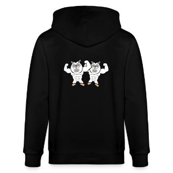 2 Eulen Bodybuilder Muskeln Bizeps Posen Gym Rat - Stanley/Stella Unisex Bio-Kapuzenjacke CULTIVATOR  - Schwarz - Hinten - Anna (173cm)