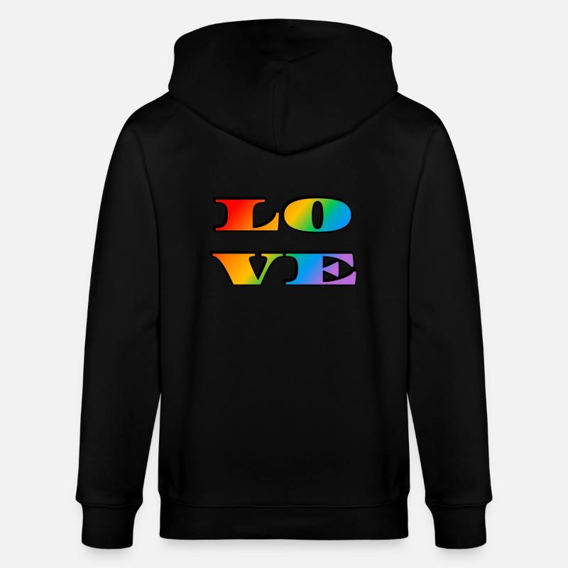 Retro Regenbogen Liebe - Stanley/Stella Unisex Bio-Kapuzenjacke CULTIVATOR  - Schwarz