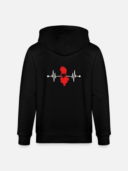 Albanian Albanian Heartbeat Albania - Stanley/Stella CULTIVATOR Unisex Organic Hooded Jacket - black
