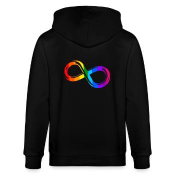 Different, Not Less – Autism Acceptance - Stanley/Stella CULTIVATOR  Unisex Organic Hooded Jacket - black - Back - Anna (173cm)