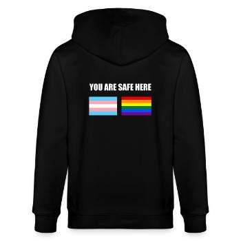 You Are Safe Here LGBT Sign Flags - Stanley/Stella CULTIVATOR  Unisex Organic Hooded Jacket - black - Back - Anna (173cm)