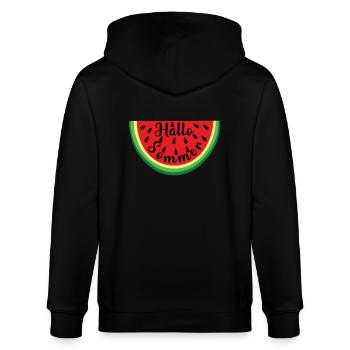 Hallo Sommer Melone - Stanley/Stella Unisex Bio-Kapuzenjacke CULTIVATOR  - Schwarz - Hinten - Anna (173cm)