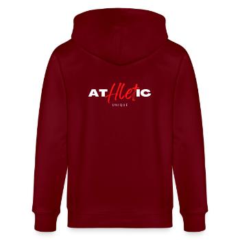 Athletisches Unikat - Stanley/Stella Unisex Bio-Kapuzenjacke CULTIVATOR  - Burgunderrot - Hinten - Anna (173cm)
