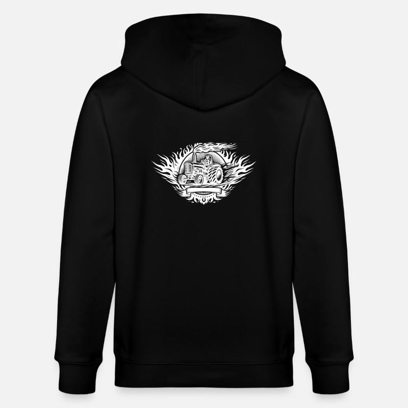 Tractor Pulling Logo - Stanley/Stella CULTIVATOR  Unisex Organic Hooded Jacket - black