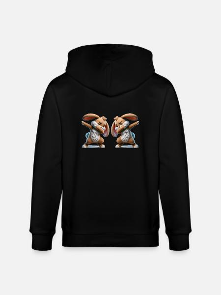 Rabbit Dabbing Comic 2 - Stanley/Stella CULTIVATOR Unisex Organic Hooded Jacket - black