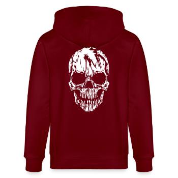 Totenkopf - Stanley/Stella Unisex Bio-Kapuzenjacke CULTIVATOR  - Burgunderrot - Hinten - Anna (173cm)
